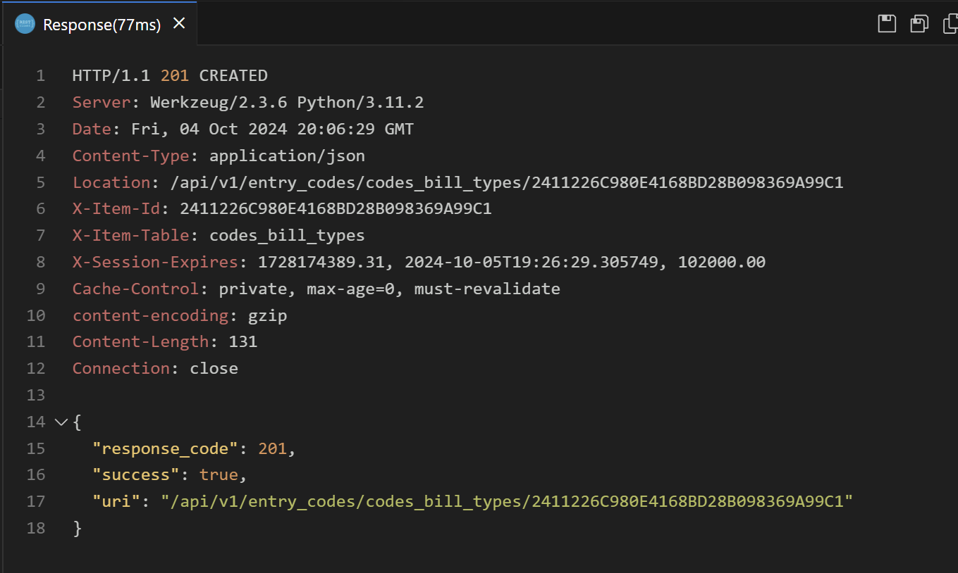 Create Bill Type response